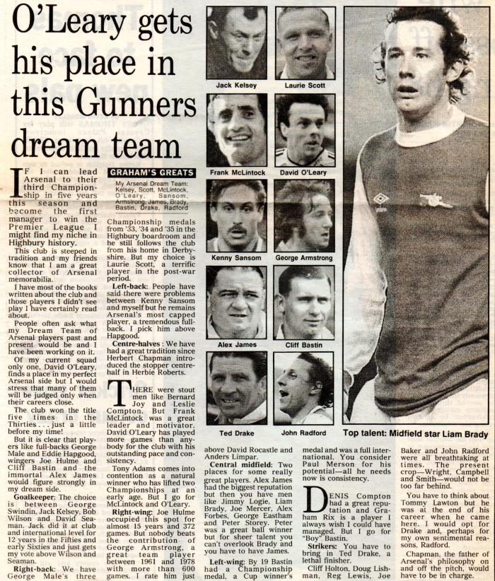George GBraham's Arsenal dream team001