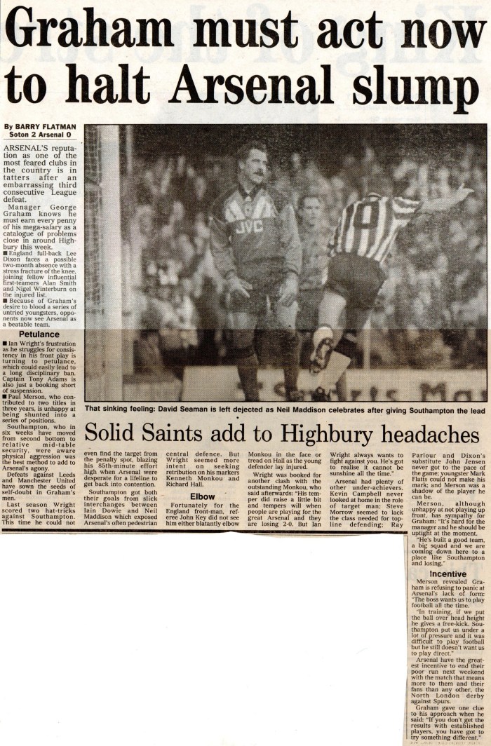 Arsenal Soton Dec1992