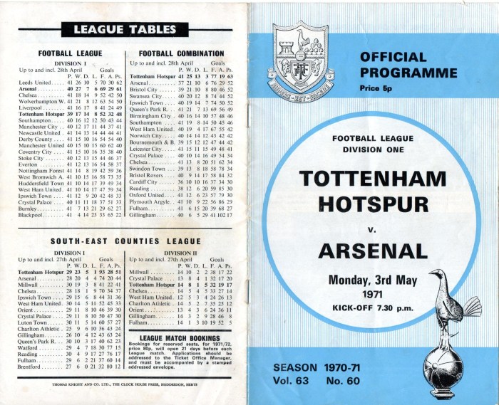Spurs v Arsenal 1971 001