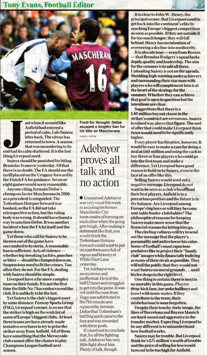 Tony Evans re Suarez Times 130422 006