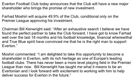Everton Moshiri statement