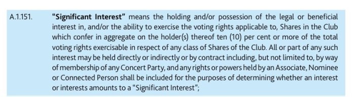 significant interest equals 10 per cent or more